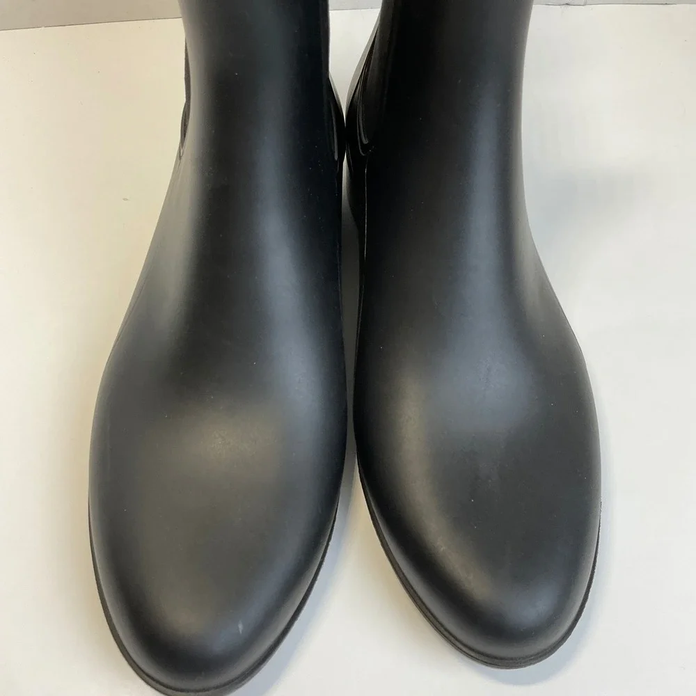 J.Crew Womens Matte Black Chelsea Rain Boots Ankle Waterproof C2499 Size 9